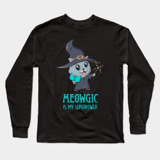 Cute Cat Magic Wizard Kitty Funny Gamer Long Sleeve T-Shirt